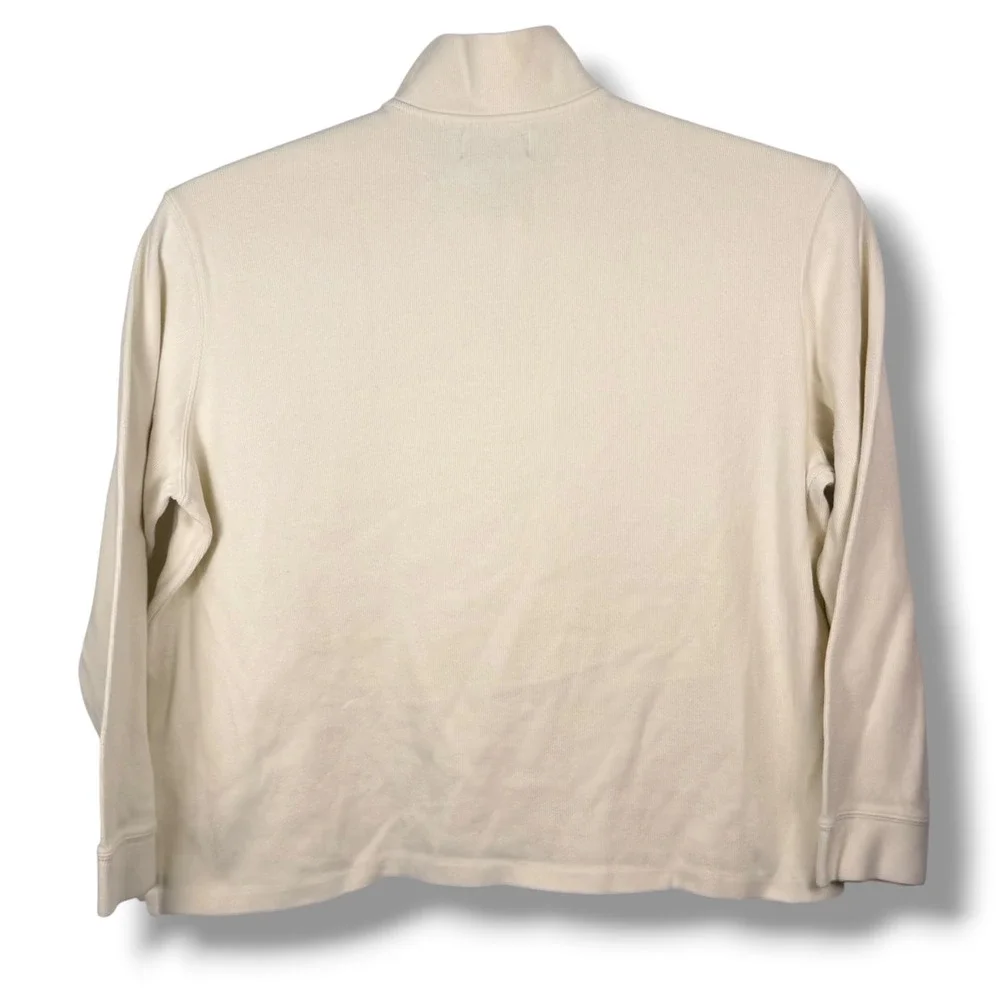Polo Ralph Lauren Quarter Zip Mens XXL Cream Ribbed Pullover Sweater Green Pony